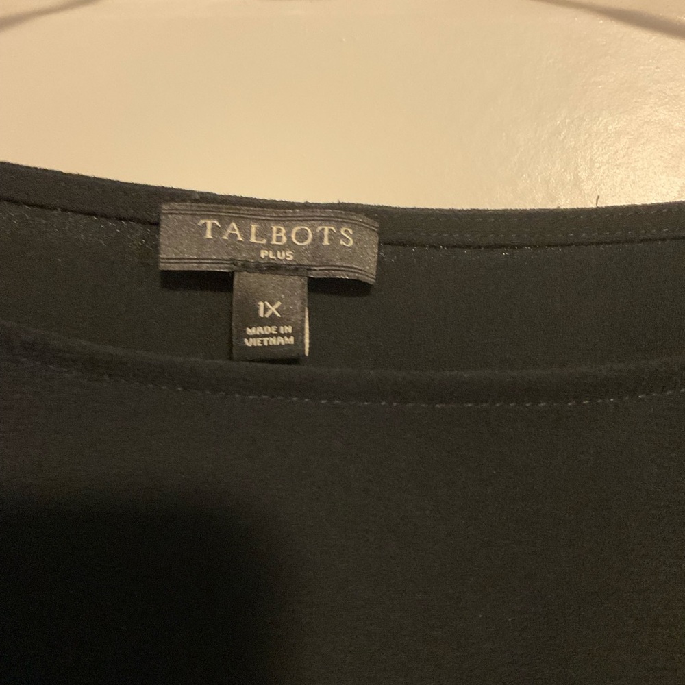 Talbots Black 3/4 Sleeve Boatneck Blouse - Picture 2 of 2